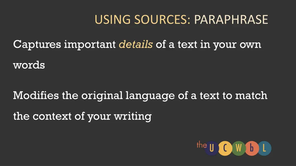 using sources paraphrase