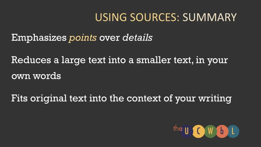 using sources summary