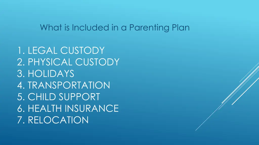 what is included in a parenting plan