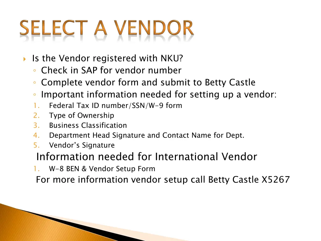 is the vendor registered with nku check
