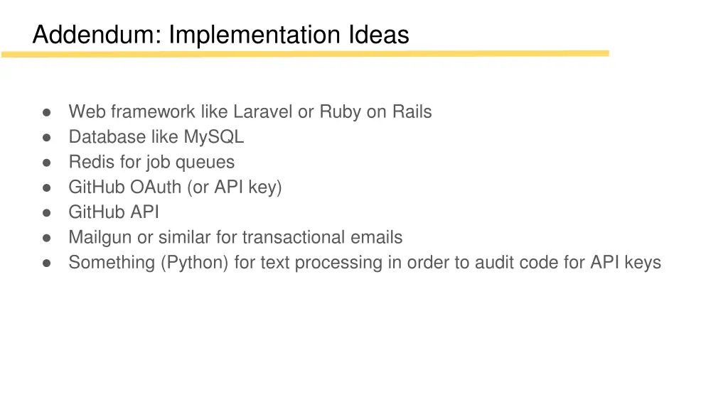 addendum implementation ideas