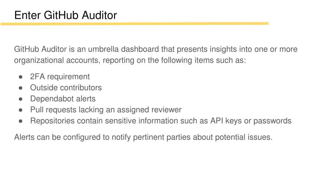 enter github auditor