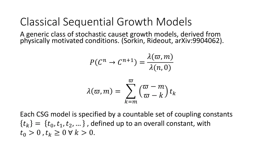 classical sequential growth models a generic