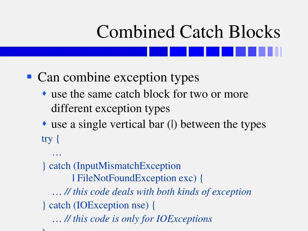 combined catch blocks