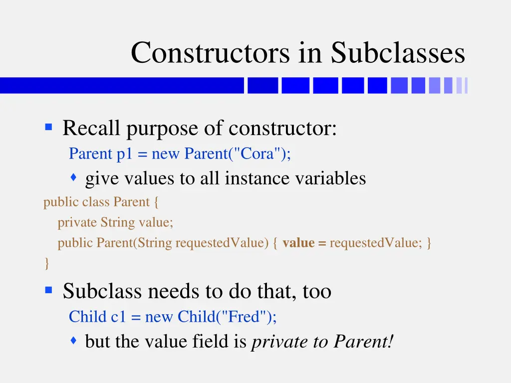 constructors in subclasses