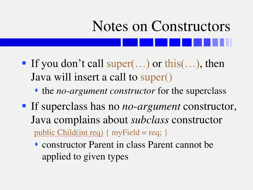 notes on constructors