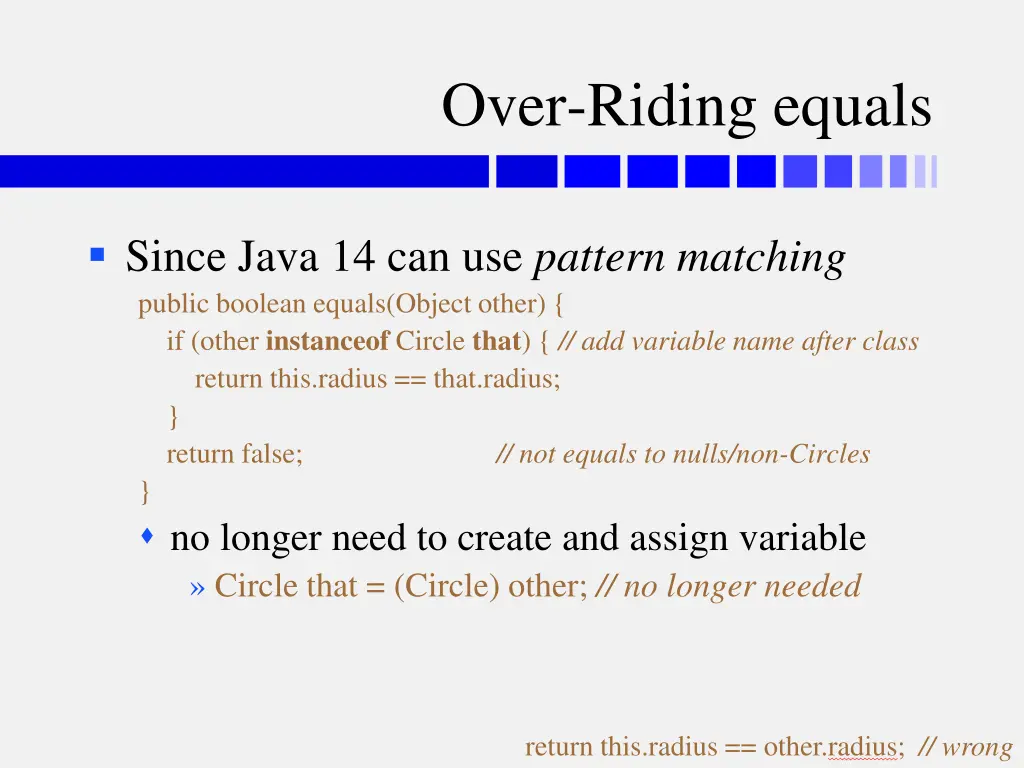 over riding equals 2