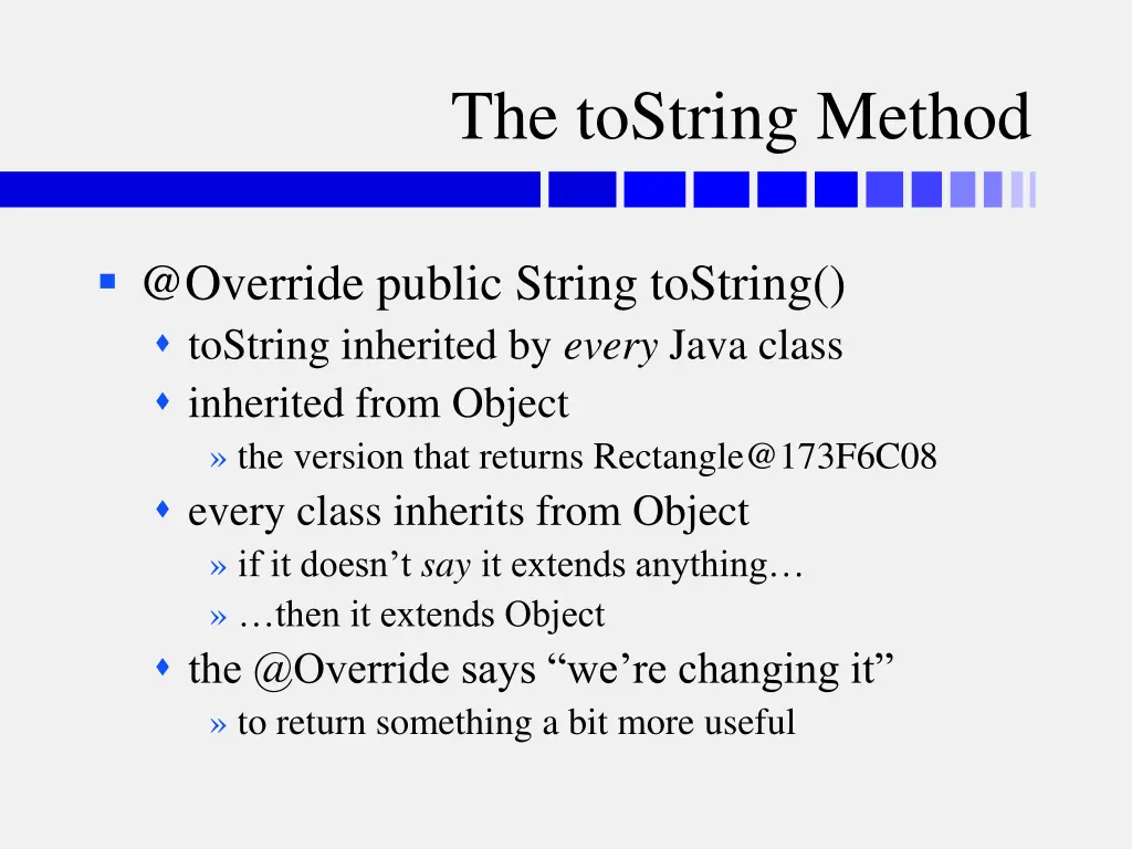the tostring method