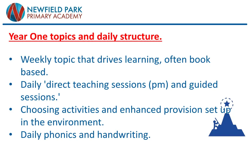 year one topics and daily structure