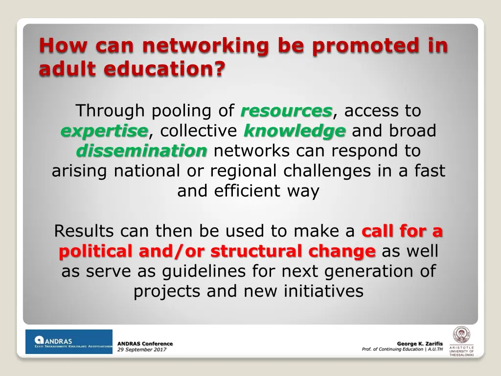 how can networking be promoted in adult education 3