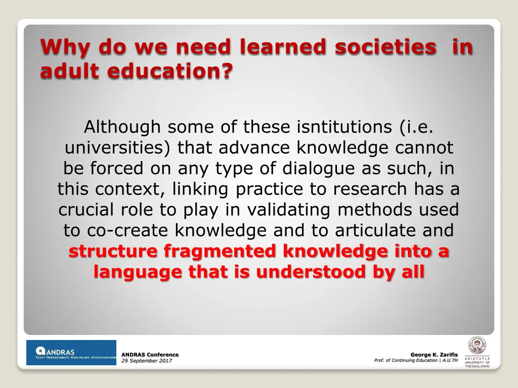why do we need learned societies in adult 2