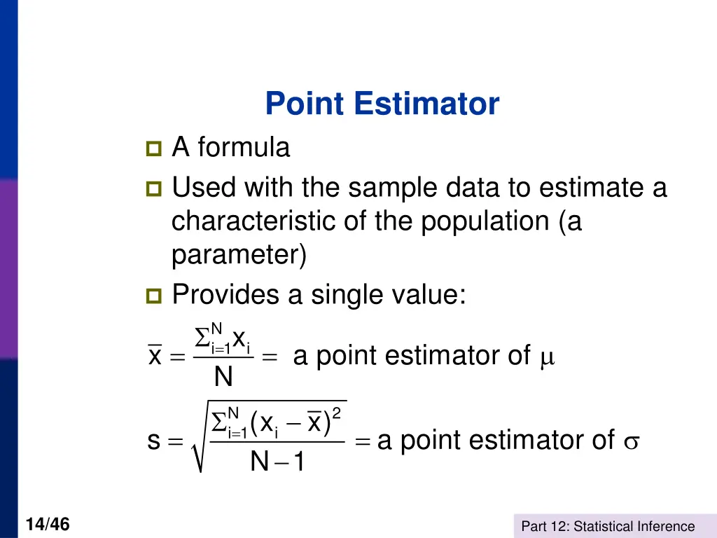 point estimator