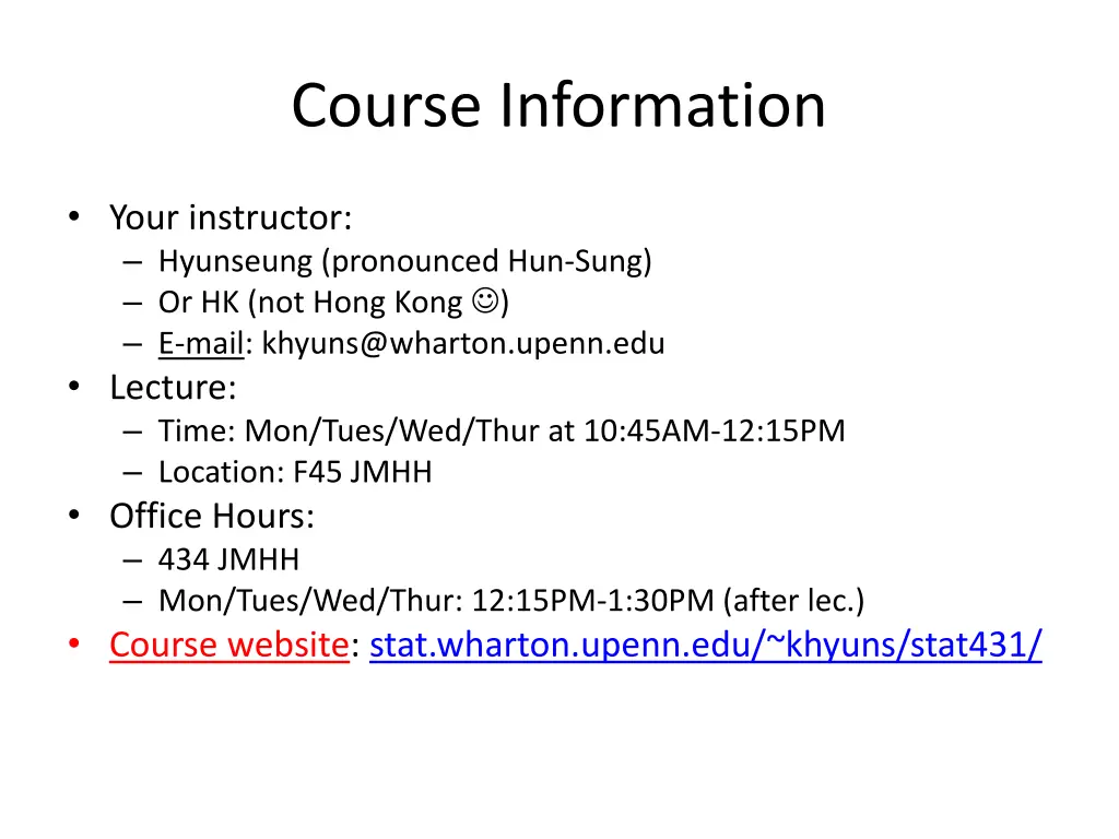 course information