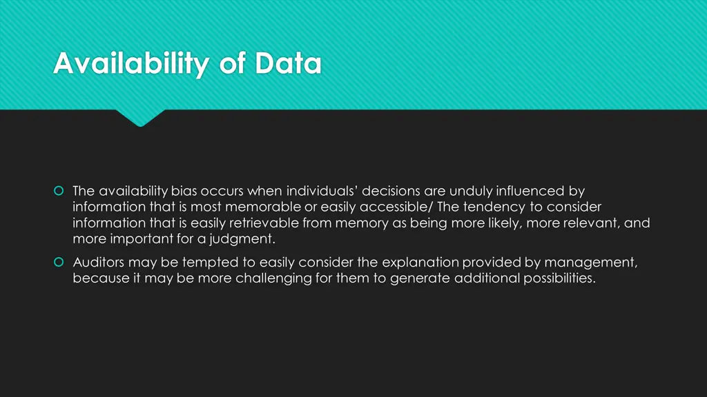 availability of data
