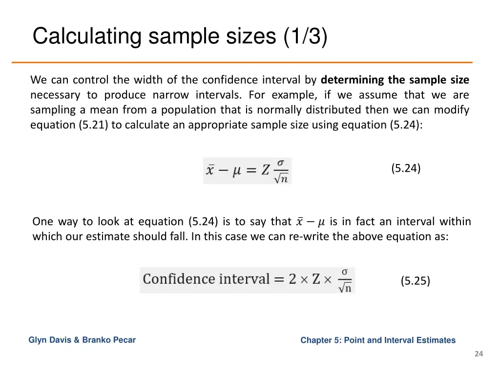 calculating sample sizes 1 3
