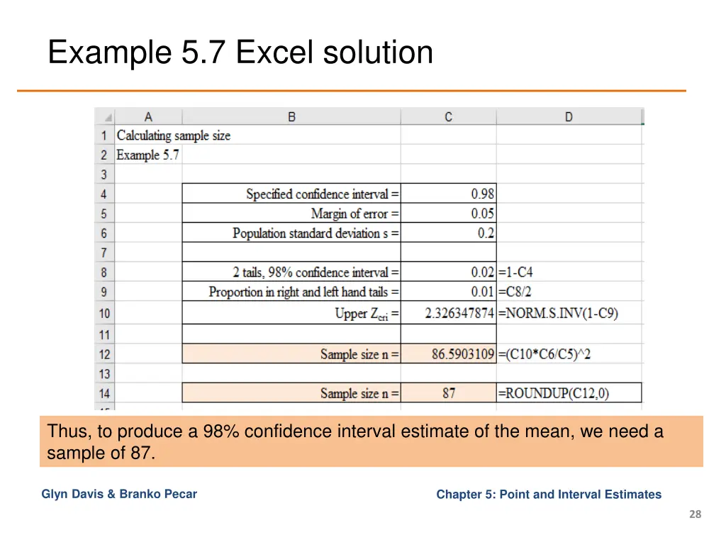 example 5 7 excel solution
