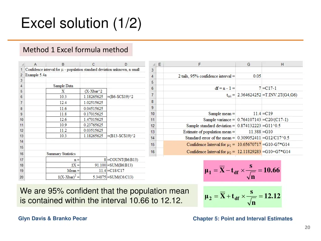 excel solution 1 2 1