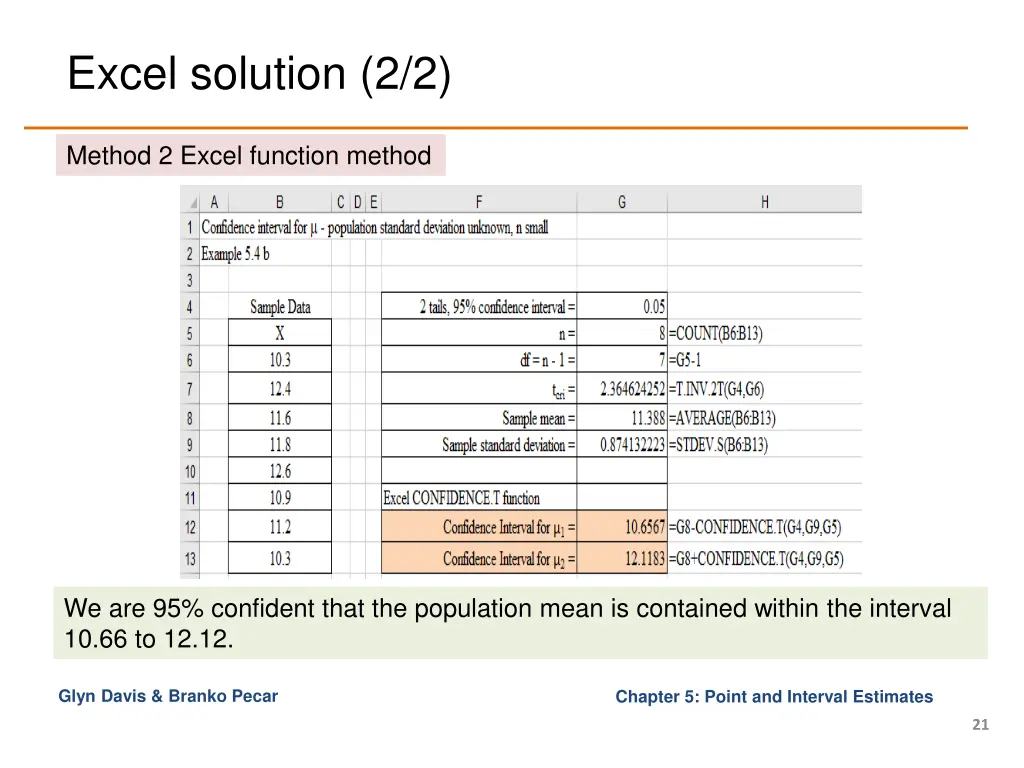 excel solution 2 2 1