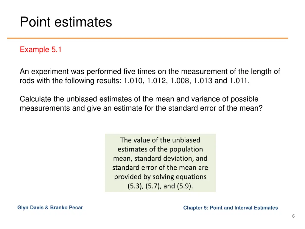 point estimates