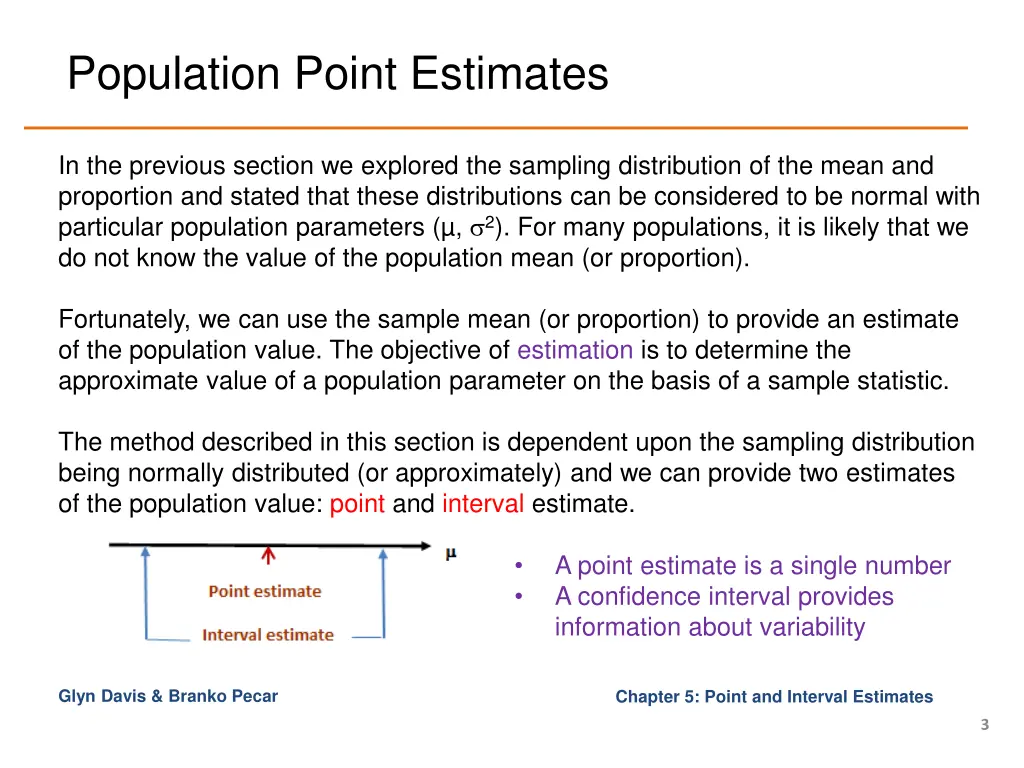 population point estimates