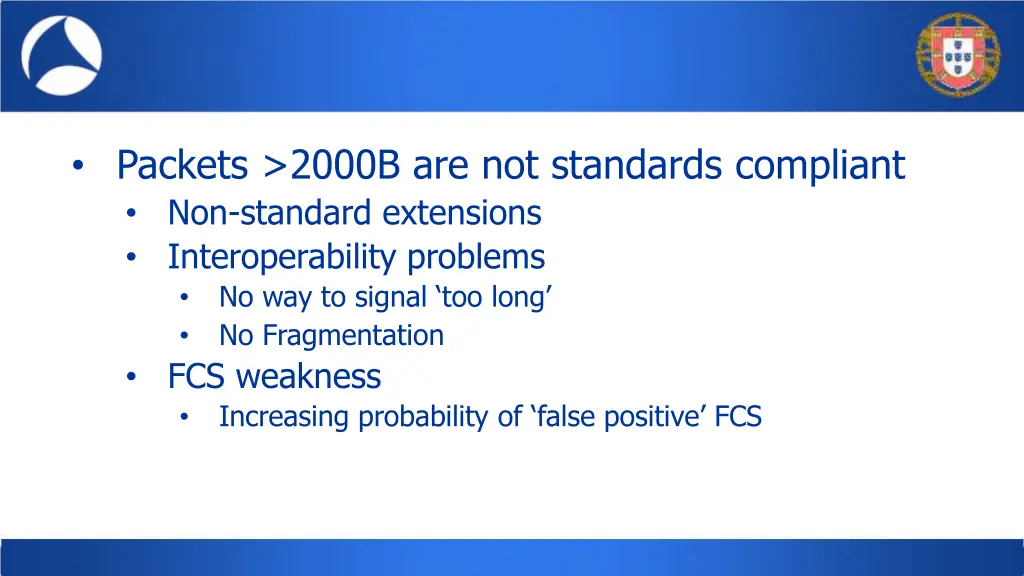 packets 2000b are not standards compliant