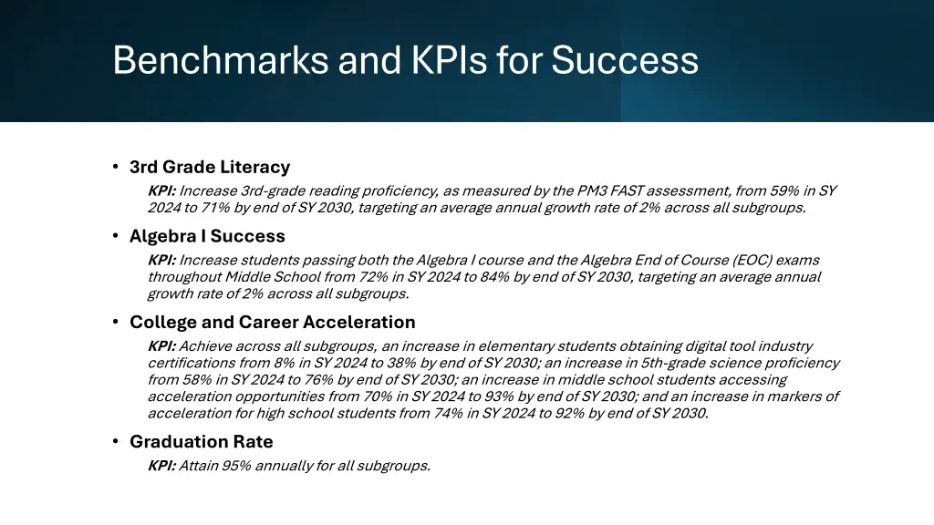 benchmarks and kpis for success