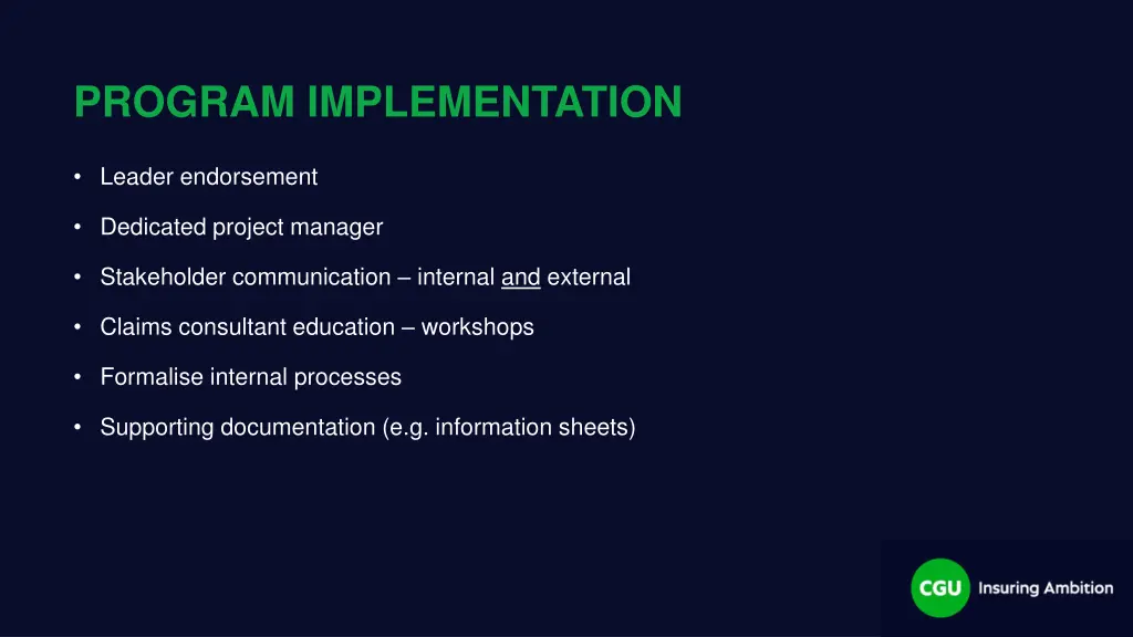 program implementation