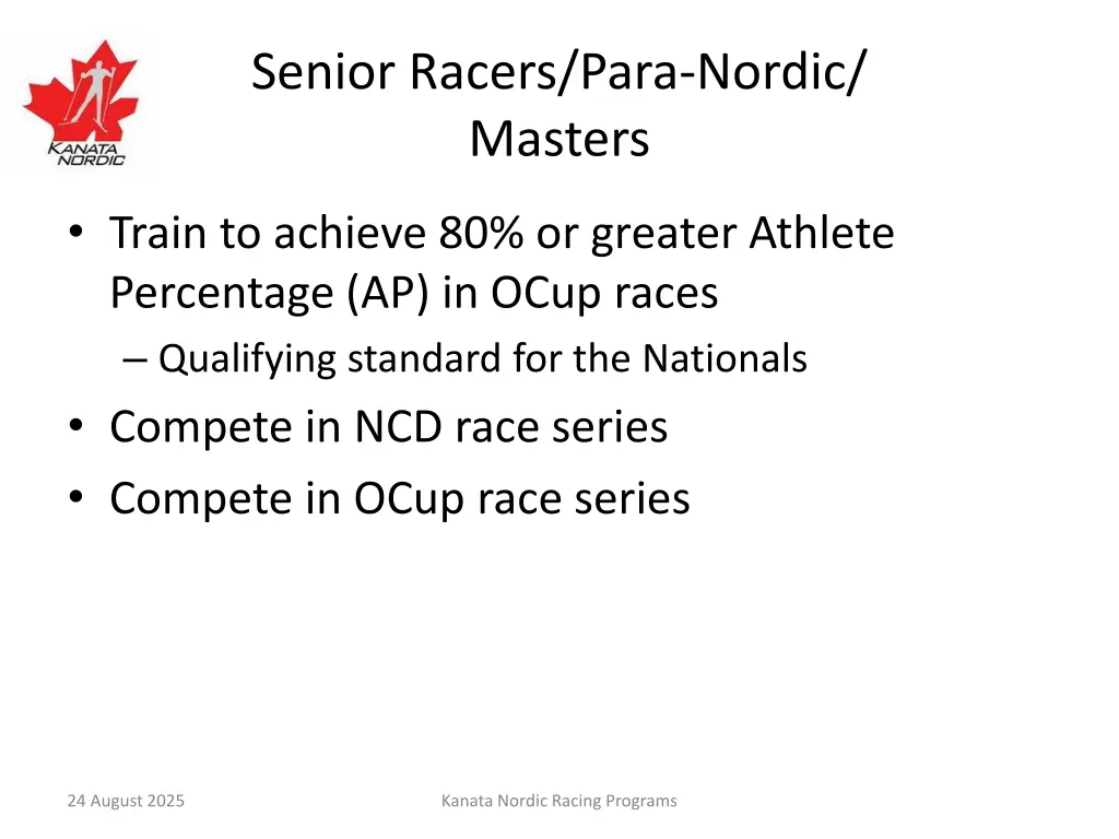 senior racers para nordic masters