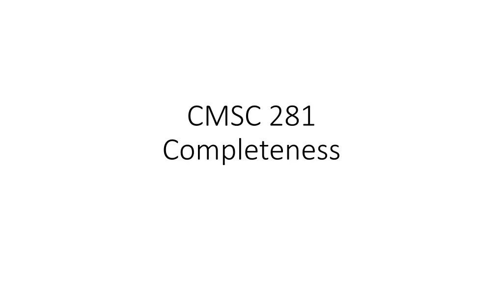 cmsc 281 completeness