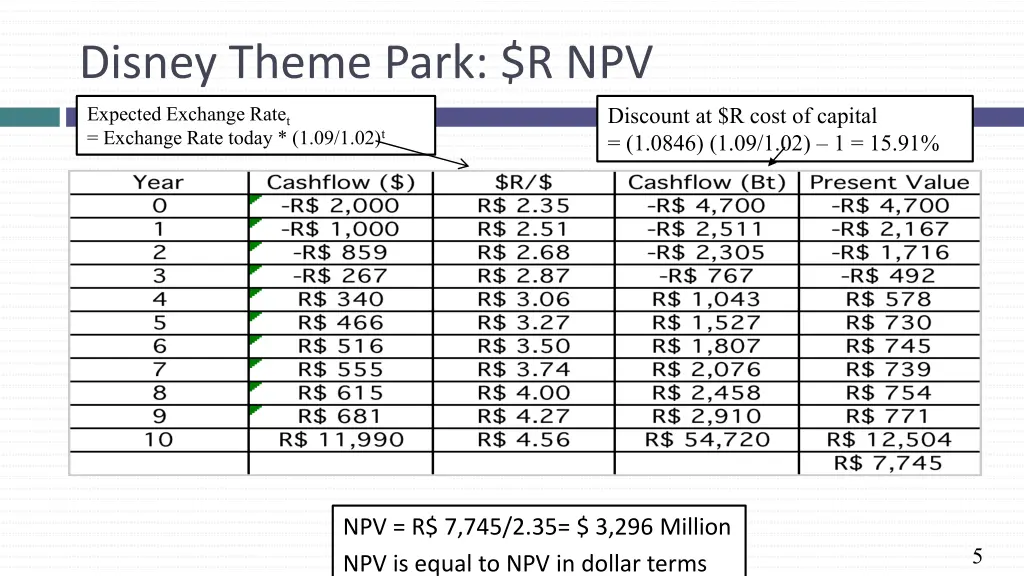 disney theme park r npv