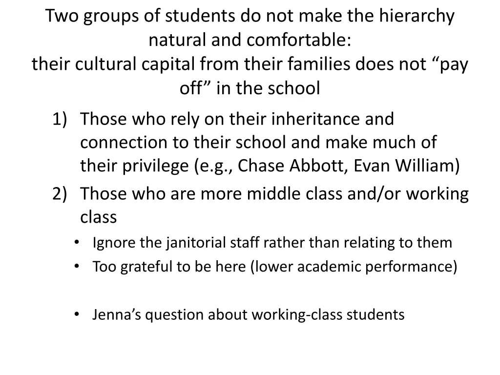 two groups of students do not make the hierarchy