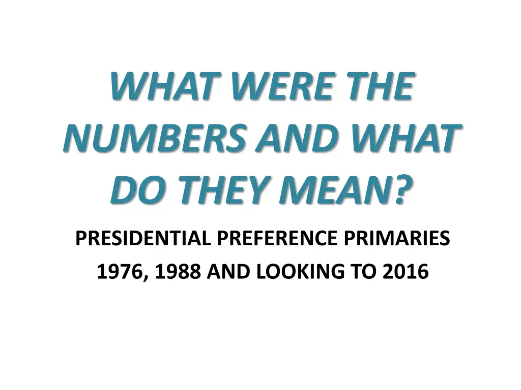 what were the numbers and what do they mean