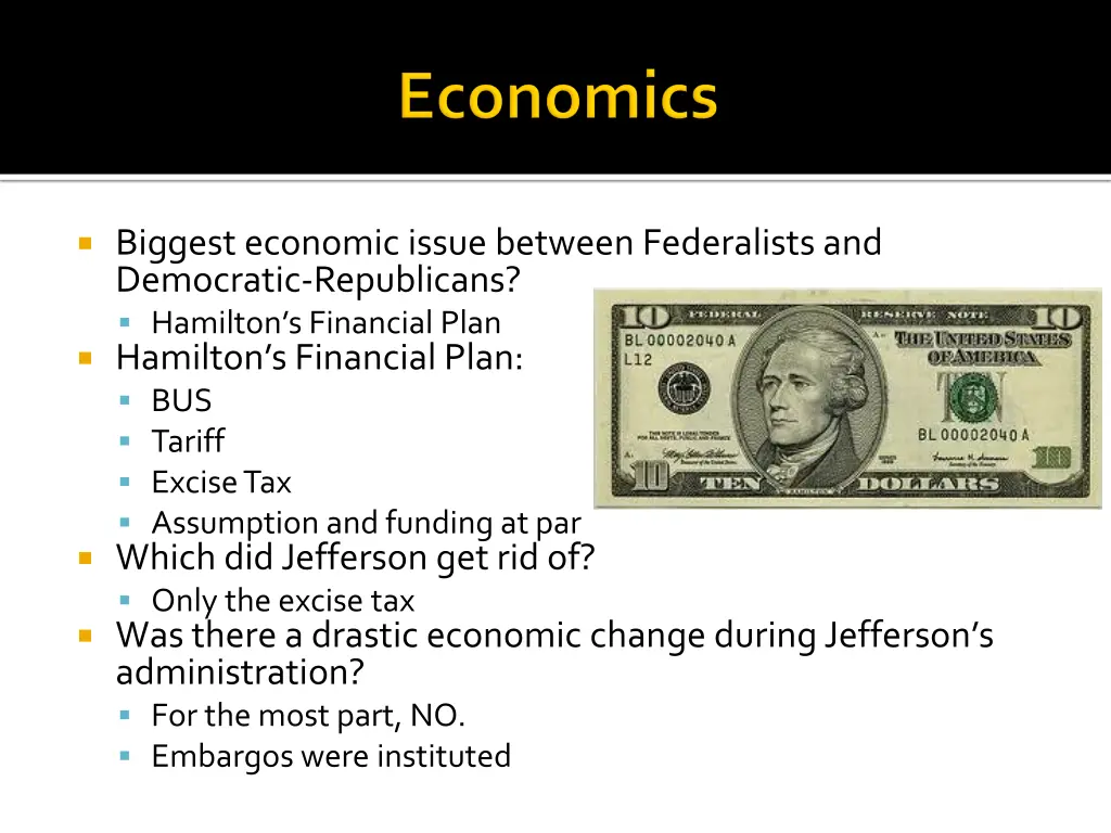 biggest economic issue between federalists