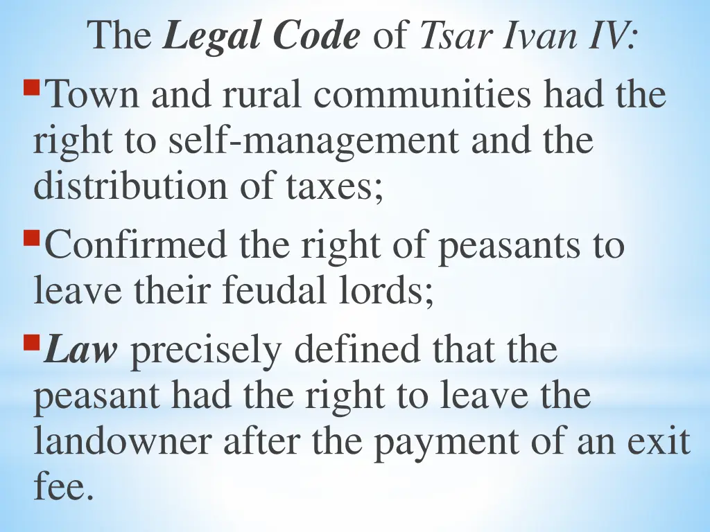 the legal code of tsar ivan iv town and rural
