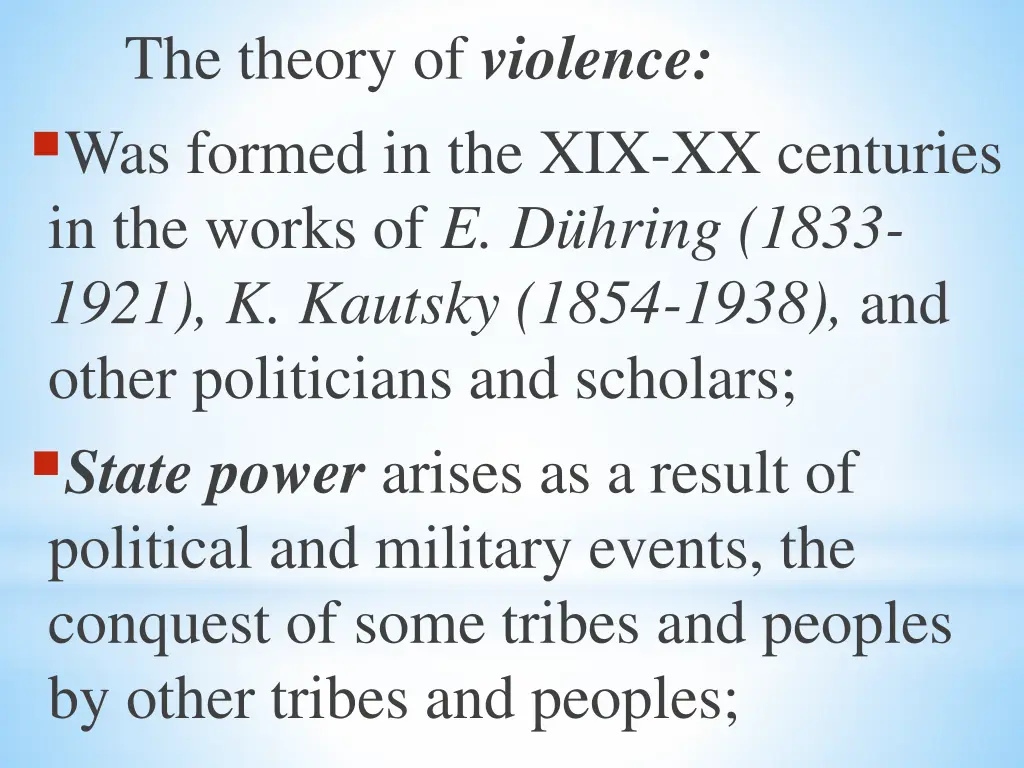 the theory of violence was formed