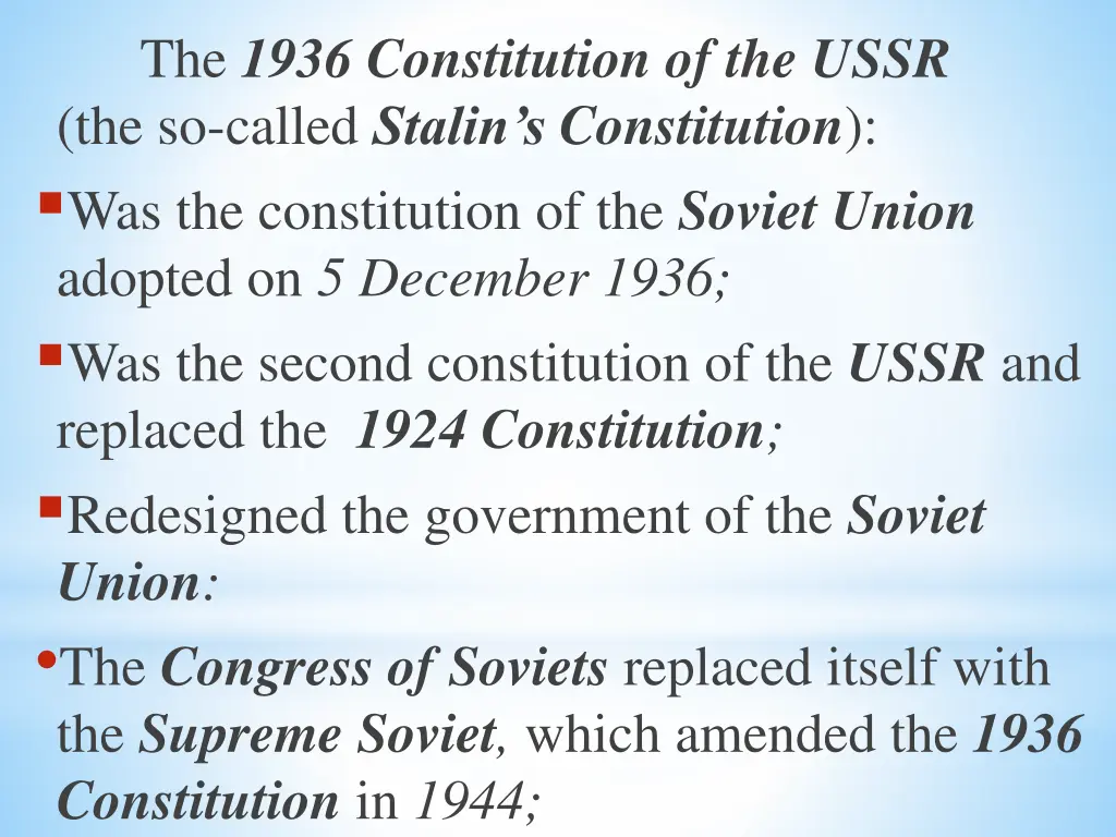 the 1936 constitution of the ussr the so called
