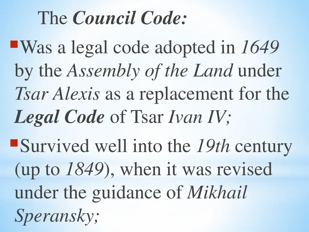 the council code was a legal code adopted in 1649