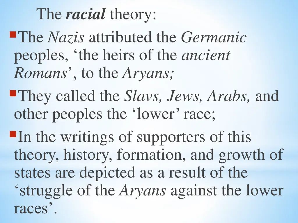 the racial theory the nazis attributed