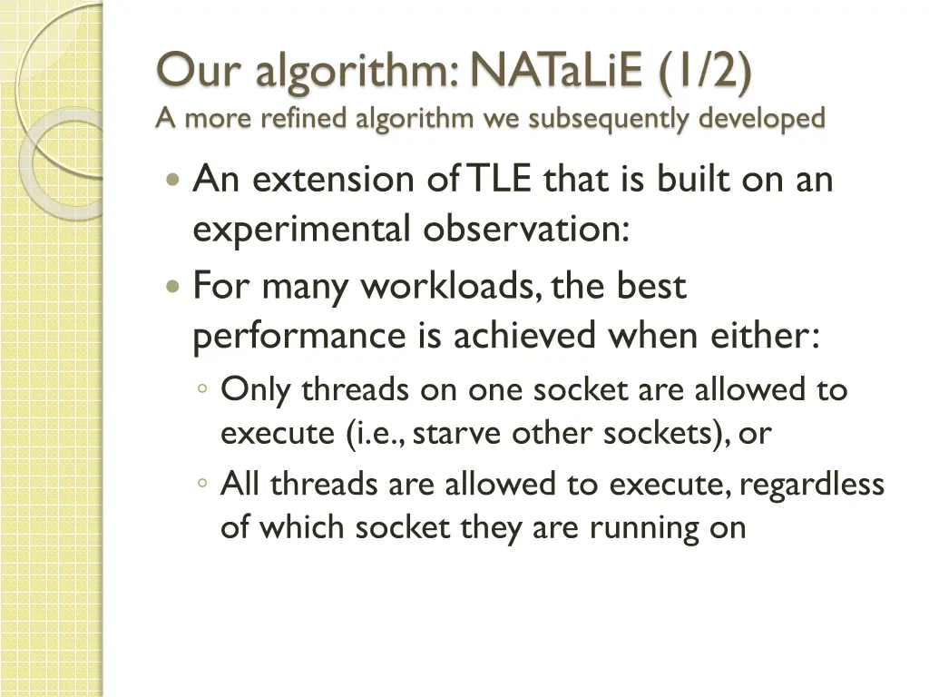 our algorithm natalie 1 2 a more refined