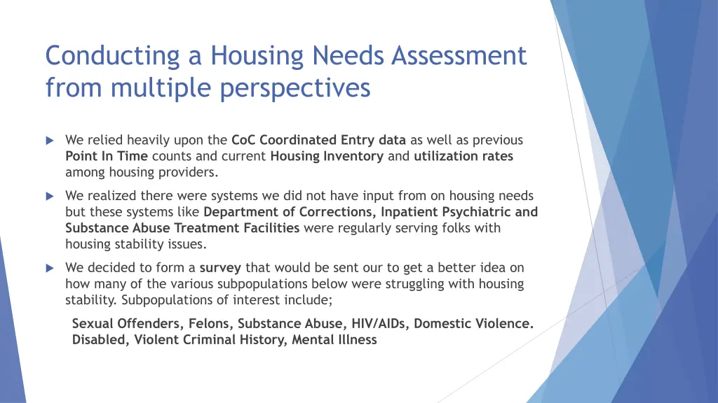 conducting a housing needs assessment from