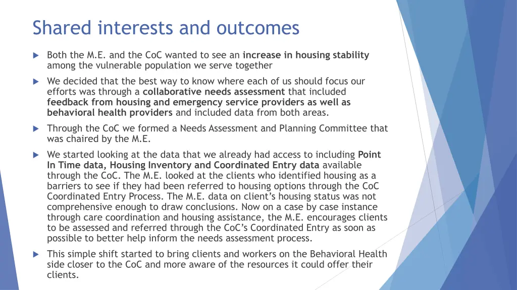shared interests and outcomes