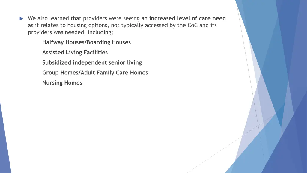 we also learned that providers were seeing