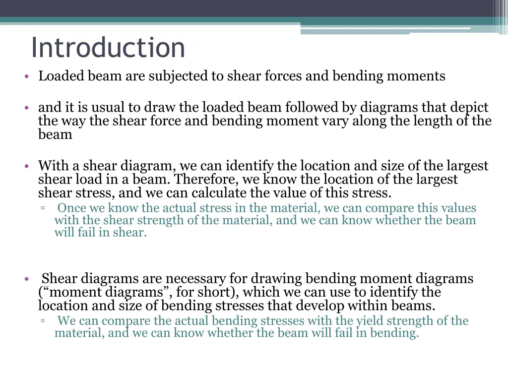 introduction loaded beam are subjected to shear