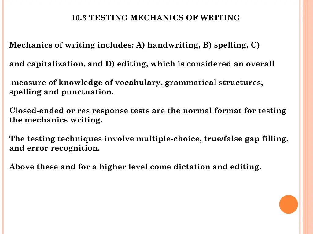10 3 testing mechanics of writing