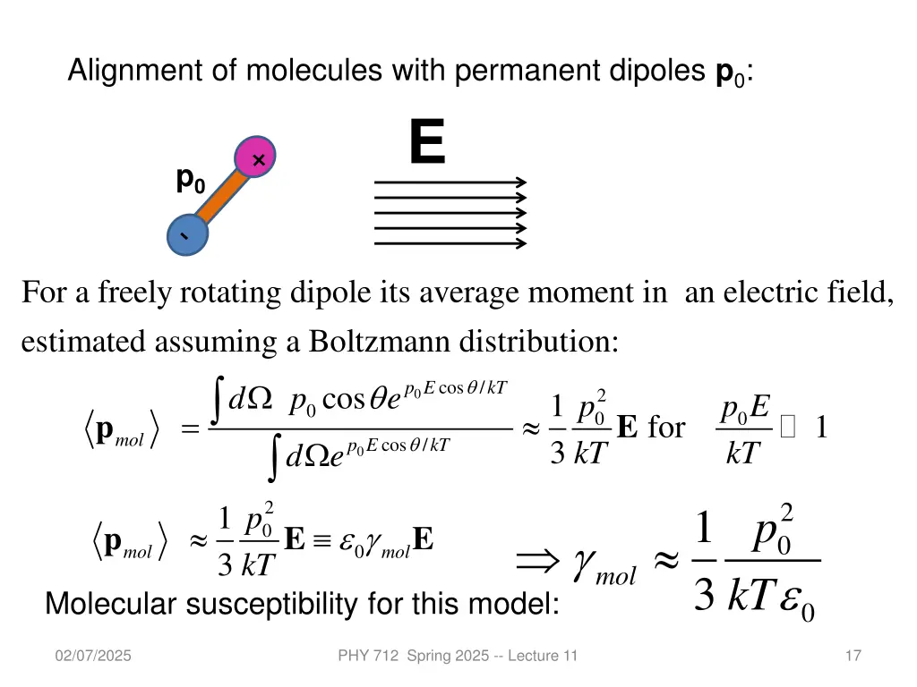 alignment of molecules with permanent dipoles