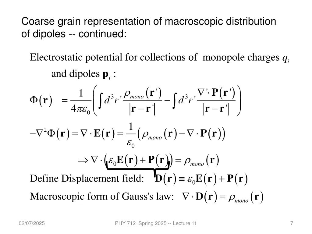 coarse grain representation of macroscopic