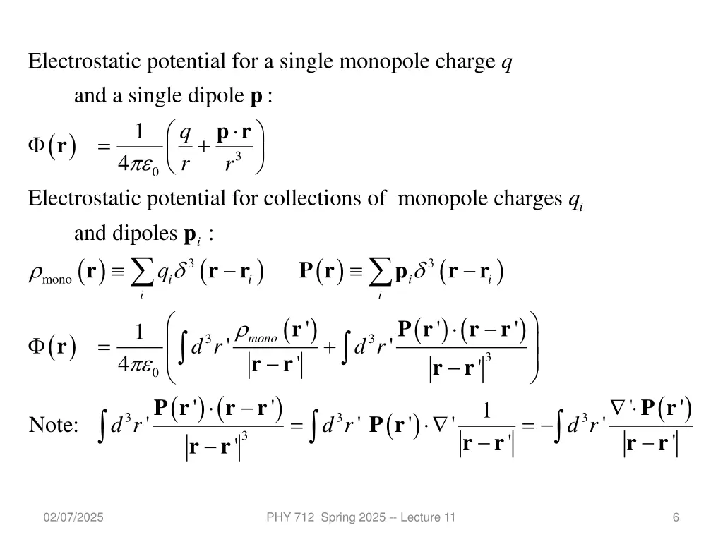 electrostatic potential for a single monopole
