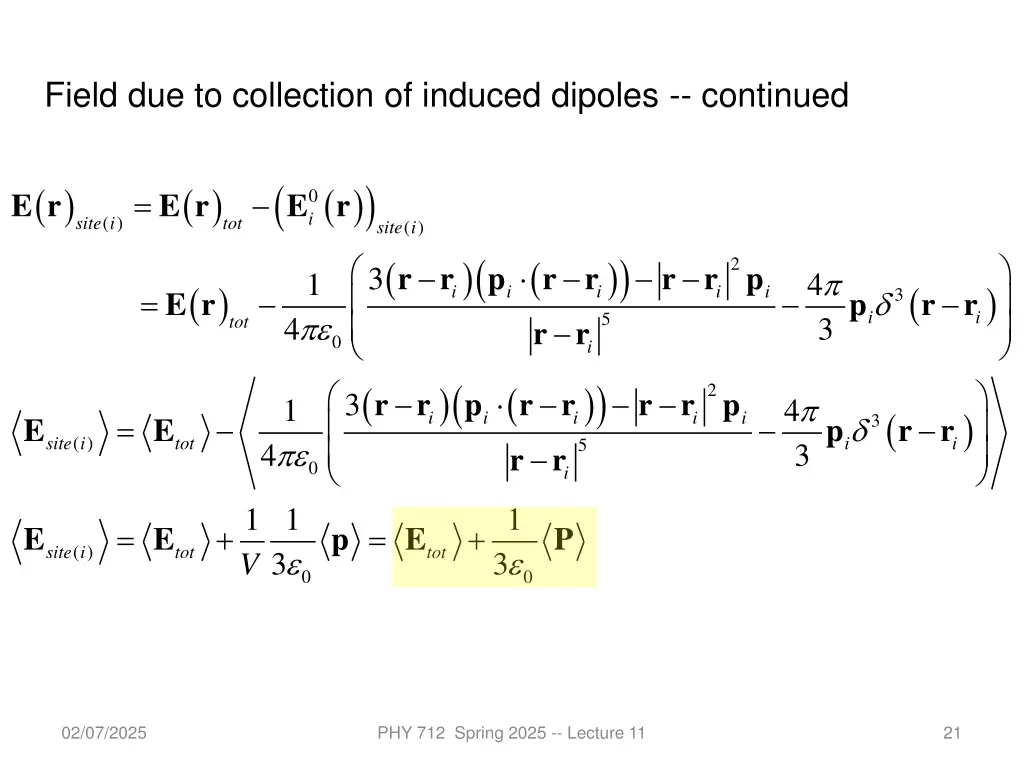 field due to collection of induced dipoles 2