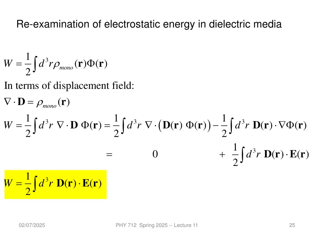 re examination of electrostatic energy