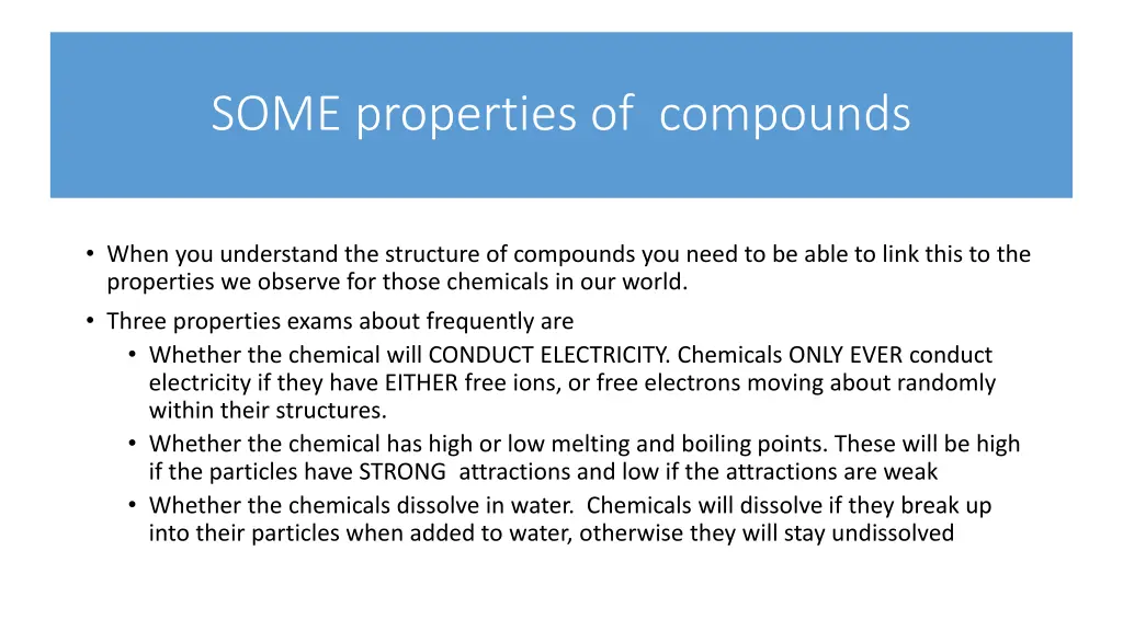 some properties of compounds